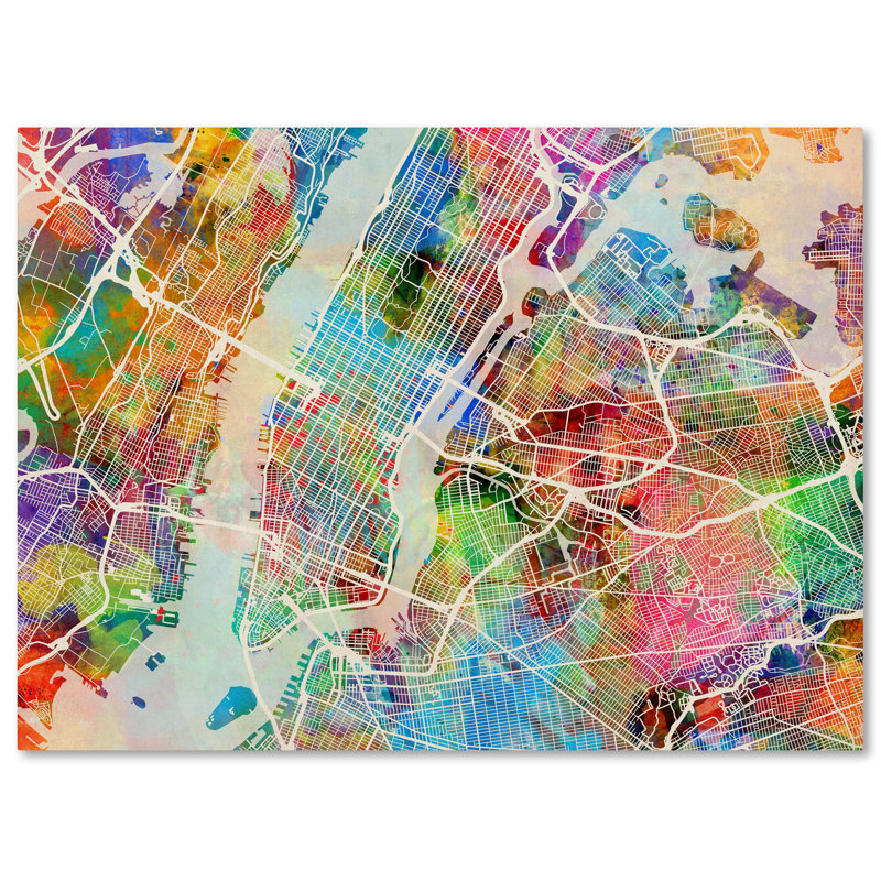 Trademark Art 'New York City Street Map' Graphic Art on Wrapped Canvas
